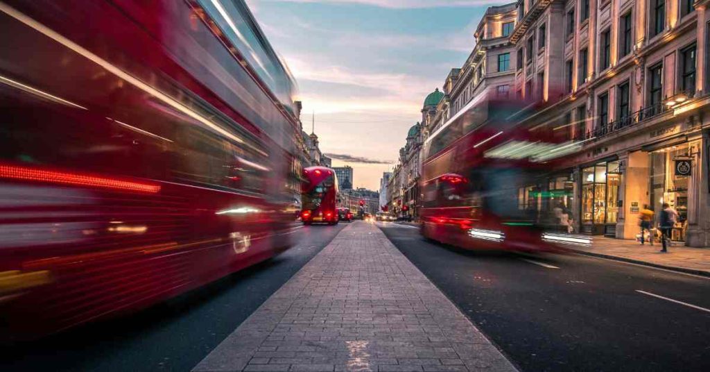 Buses along London Oxford Street